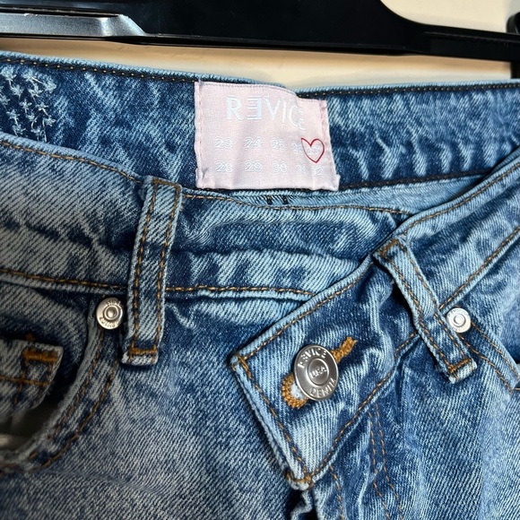 Revice Women's Size 27 Cross Over Distressed Straight Leg Denim Jean - Picture 4 of 10